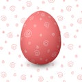 Easter red egg. Decorated festive egg with simple abstract decoration. rose, ruddy,