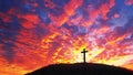 Easter Reflection: Silhouette of Cross Against Dramatic Sky Royalty Free Stock Photo