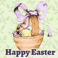 Easter retro hand drawn design card