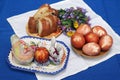 The easter rural composition on a table.