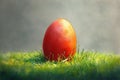 Easter\'s Subtle Surprise, an Egg Nestles Quietly, a Delicate Presence Amongst Awakening Green, Copy Space