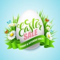 Easter sale background with eggs and spring flower. Vector illustration Royalty Free Stock Photo