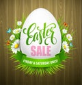 Easter sale background with eggs and spring flower. Vector illustration Royalty Free Stock Photo