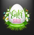 Easter sale background with eggs and spring flower. Vector illustration Royalty Free Stock Photo