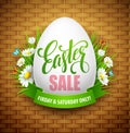 Easter sale background with eggs and spring flower. Vector illustration Royalty Free Stock Photo