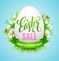 Easter sale background with eggs and spring flower. Vector illustration Royalty Free Stock Photo