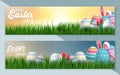 Easter sale banner with beautiful colorful eggs. Vector background. Spring illustration Royalty Free Stock Photo