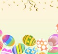 Easter sale banner. Garland of painted easter eggs decorated wit