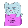 Easter sale color cute bunny with bag banner Royalty Free Stock Photo