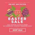 Easter sale conceptual banner. Nest with decorated eggs