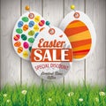 Easter Sale Eggs Price Stickers Grass Pins Royalty Free Stock Photo