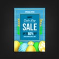 easter sale flyer template on blue background vector Royalty Free Stock Photo