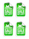 Easter Sale green sticker. Sale 50%, 60%, 70%, 80% off. Stickers set with chicken Royalty Free Stock Photo