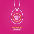 Easter sale. Happy Easter egg line. Linear tag egg