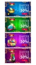 Easter sale, large set bright colorful discount banners with Easter symbols