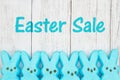 Easter sale message with blue candy bunnies