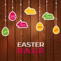 Easter sale poster with hanging price stickers