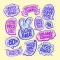 Easter sale savings symbols and elements set, holiday offer collection