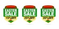 Easter sale set badges 15%, 25%, 35% off with Easter bunn Royalty Free Stock Photo