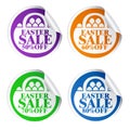 Easter sale stickers 50,60,70,80 with basket colorful