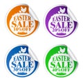 Easter sale stickers 10,20,30,40 with chicken colorful