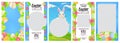 Easter sale story template kit. Easter bunny and eggs background with space for photo.