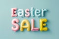 Easter sale text in pastel colors in the style of inflatable baloons