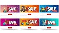 Easter sale, up to 50% off, large collection bright colorful discount banners with Easter symbols