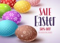 Easter sale vector banner design and template with colorful eggs