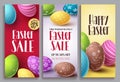 Easter sale vector poster set with colorful eggs elements for retail discount