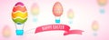 Easter Sale web banner with painted eggs and hotair balloon.