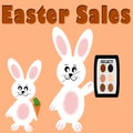 Easter sales banner background template with bunnies showing catalog.