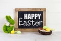 Easter scene with colored eggs Royalty Free Stock Photo