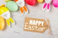 Easter scene with colored eggs Royalty Free Stock Photo