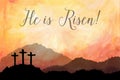 Easter scene with cross. Jesus Christ. Watercolor vector illustration Royalty Free Stock Photo