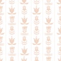 Easter seamless pattern with abstract various flowers. Minimalistic folk style.