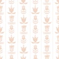 Easter seamless pattern with abstract various flowers. Minimalistic folk style. Royalty Free Stock Photo