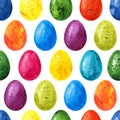 Easter seamless pattern background with colorful watercolor eggs