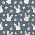 Easter seamless Pattern with Bunnies and Eggs. Great for banners, wallpapers, wrapping, textiles - vector design
