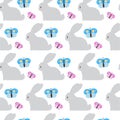 Easter Seamless Pattern With Bunny And Butterfly Ornament On White Background Royalty Free Stock Photo