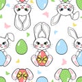 Easter seamless pattern with bunny, egg and butterfly Royalty Free Stock Photo