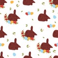 Easter Seamless pattern with chocolate bilby. Cute Australian animal with paschal egg on white background. Vector Royalty Free Stock Photo