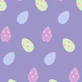 Easter seamless pattern with colorful patterned Easter eggs in trendy hues. Happy Easter. Springtime