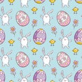 Easter seamless pattern with cute rabbits Royalty Free Stock Photo