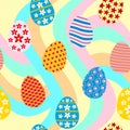 Easter seamless pattern, eggs festive spring background