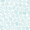 Easter seamless pattern with flat line icons of painted eggs. Egg hunt vector illustrations, christianity traditional