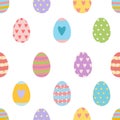 Easter seamless pattern made of hand drawn spring time elements