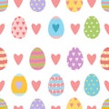 Easter seamless pattern made of hand drawn spring time elements