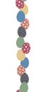 Easter seamless pattern with multi-colored eggs in a line. Vector.