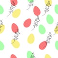 easter seamless pattern pastel calm colors on white background with floral design Royalty Free Stock Photo